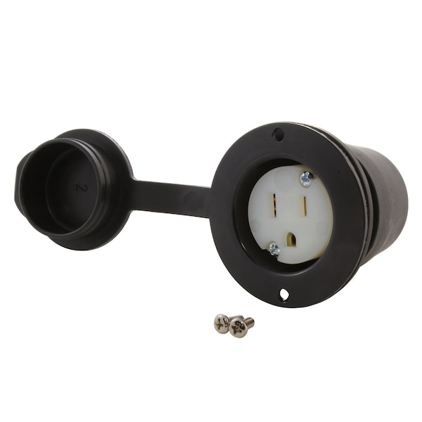 Straight Blade Receptacle, 5-15R, 15 A, 125V AC, 2 Pole, 3 Wire, Surface Mount, Grounded
